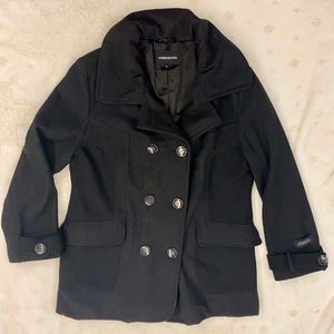 London Fog Pea Coat, 3/4 Length, Black, Size 16